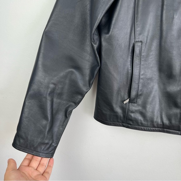 Danier Authentic Black Zip Up Genuine Leather Moto Biker Jacket Women - Picture 8 of 16